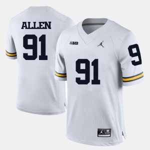 Michigan #91 For Men's Kenny Allen Jersey White Embroidery College Football 279753-366