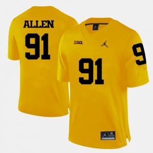 Michigan #91 Men Kenny Allen Jersey Yellow College Football Alumni 676772-203