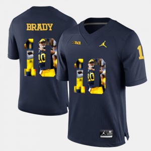 Michigan #10 Mens Tom Brady Jersey Navy Blue Official Player Pictorial 861748-736