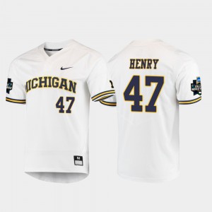 Michigan Wolverines #47 For Men's Tommy Henry Jersey White NCAA 2019 NCAA Baseball College World Series 317674-416