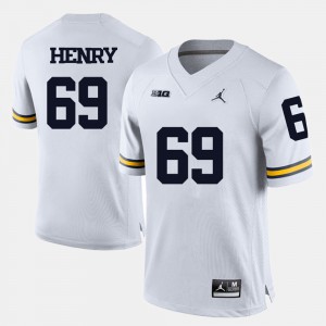 U of M #69 Men's Willie Henry Jersey White Embroidery College Football 383806-765