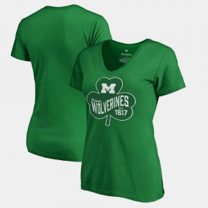 Michigan For Women's T-Shirt Kelly Green Paddy's Pride Fanatics St. Patrick's Day College 166639-581