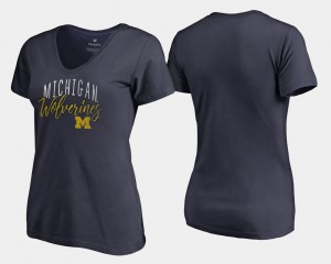 Michigan Women T-Shirt Navy Player V-Neck Graceful 394133-161