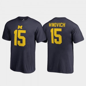 Wolverines #15 Youth Chase Winovich T-Shirt Navy Name & Number College Legends Official 531335-611