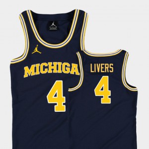 Michigan #4 Youth(Kids) Isaiah Livers Jersey Navy Player Replica College Basketball Jordan 755503-203
