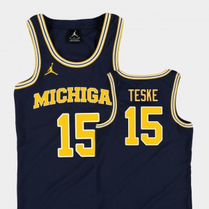 Wolverines #15 Youth Jon Teske Jersey Navy NCAA Replica College Basketball Jordan 558403-680