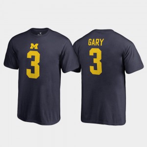 Wolverines #3 Youth Rashan Gary T-Shirt Navy Name & Number College Legends Embroidery 678143-610